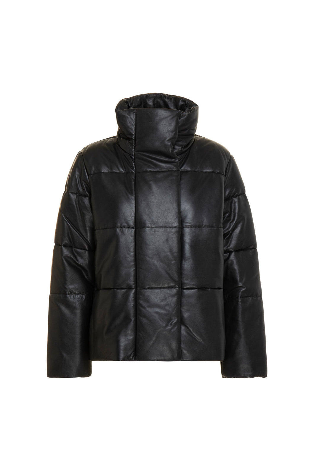 Diva Leather Padded Jacket - Black