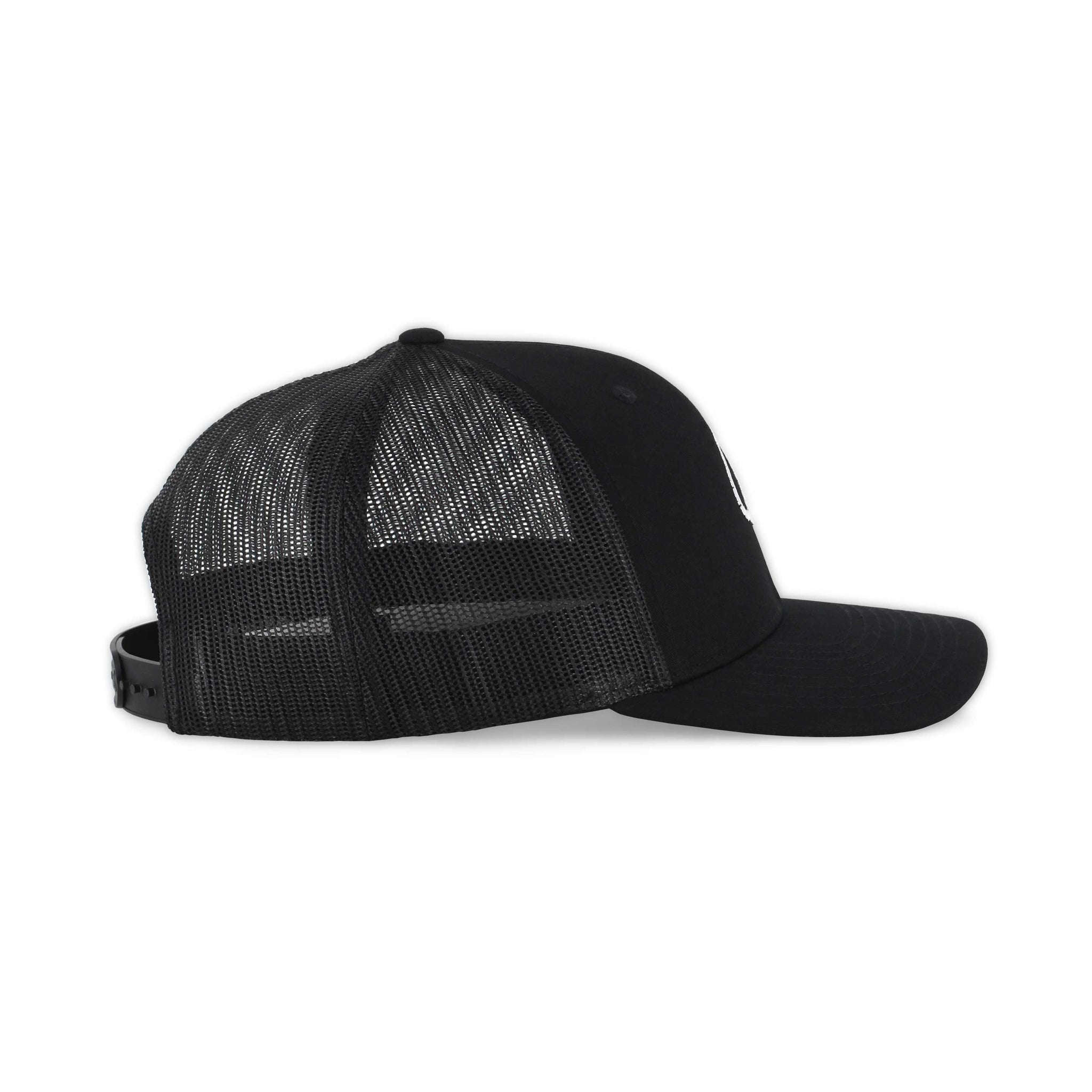 Black Fitted Hat with White Leaf